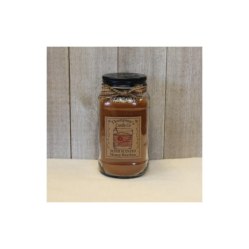 Thompson's Candle hblm Super Scented Honey Bourbon Large Mason Jar