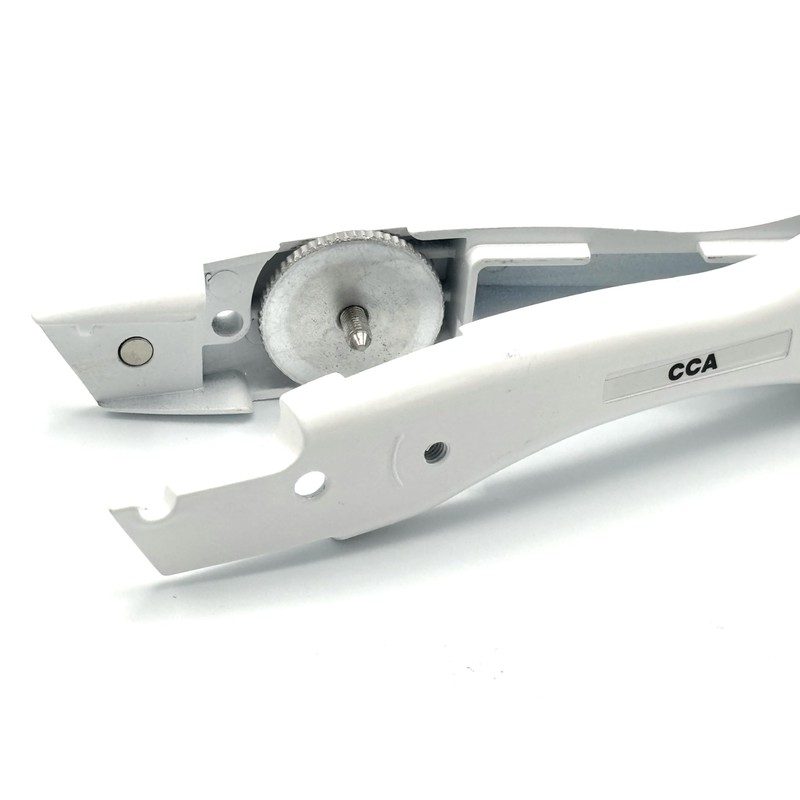 CCA White Carpet cutter tool with matching white holder for