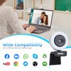 1080 Quad HD Webcam with Microphone and Ring Light, USB