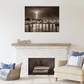 Fine Art Canvas Paris Night Canvas Wall Decor by Artist Vladimir Kostka for Living Room, Bedroom, Bathroom, Kitchen, Office, Bar, Dining & Guest Room - Ready to Hang - 32 in x 24 in