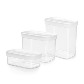 Emsa N11427 Optima 3-Piece Dry Storage Container Set, 0.45/1/1.6 Litres, Rectangular, 100% Safe, Hygienic, Safe, Space-Efficient, Fresh Seal, BPA-Free, Transparent Design