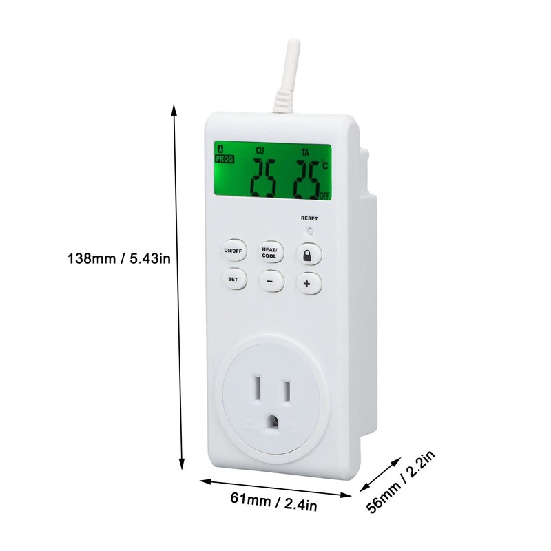 Temperature Controller, Thermostat Outlet, Programmable Plug in Digital Temperature Controller