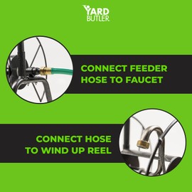Yard Butler Hose Reel Handy Reel - Portable Hose Hanger - Garden Hose Storage, Water Hose Holder - Water Hose Reel, Metal Hose Reel, Garden Hose Stand - Heavy Duty Steel Hose Reel Cart - Silver