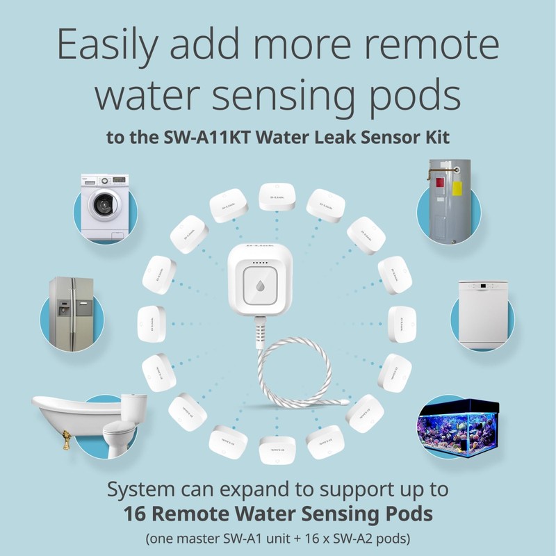 D-Link Next-Gen WiFi Water Leak Detector Sensor Pod—Loud 100 dB