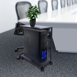 YIYIBYUS Computer Tower Stand - Stand Under Desk PC CPU Stand, 2-Tier CPU Stand PC Stand with Lockable Wheels Under Desk for Office Home