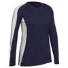Champro Girls' Triumphant Long Sleeve Youth Volleyball Jersey, Navy, White,