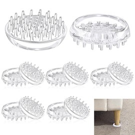 ADERTOS 12 Pack Spiked Caster Cups Clear Furniture Castor Cups Round Carpet Protectors Cups Non Slip Carpet Savers Floor Carpet Protectors for Sofas Tables Chairs Furniture Legs - 50mm Diameter