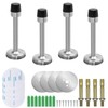 4Pcs Sound Dampening Brushed Door Stop, 75mm Stainless Steel Wall