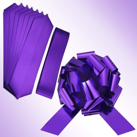 Zonon Car Bow Pull Bow Car Gift Wrapping Bow with 20 ft Car Ribbon for Car Decor Wedding New Houses Party Celebration (Glossy Purple,20 Inch)