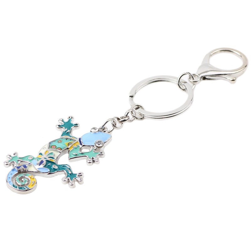 Bonny, metal esmaltado Gecko Lizard Lizard llaveros para mujer, bolsa