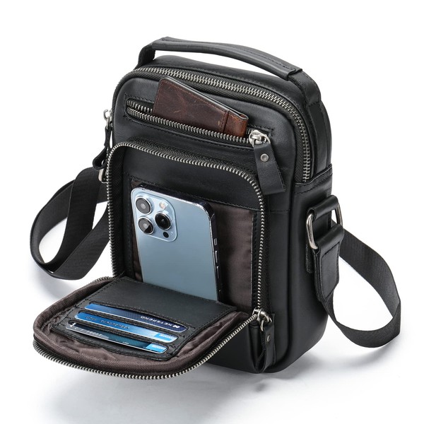 Soft Cowhide Leather Bags and Purses, Small Messenger Bag Lightweight