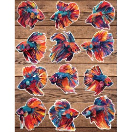 Handmade Colorful Beta Fish Die Cut Vinyl Stickers Notebook Laptop WaterBottle Sticker