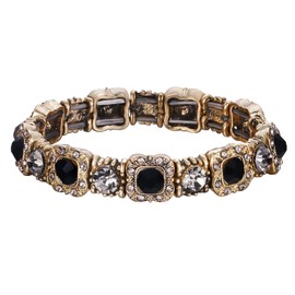 EleQueen Women's Wedding Bridal Vintage Inspired Black Austrian Crystal Tennis Bracelets