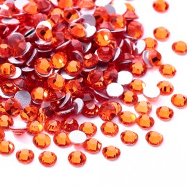 Meibite Hyacinth Flatback Rhinestones, Glass Rhinestones for Nail Art and Craft, Glue Fix, Loose Crystal Gemstones(Orange, SS4, 1440pcs, 1.5-1.7mm)