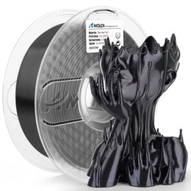 AMOLEN Silk PLA 3D Printer Filament, Shiny Silk Black PLA Filament 1.75mm, 3D Printing PLA Filament for Most 3D Printer, 1kg Spool(2.2lbs)