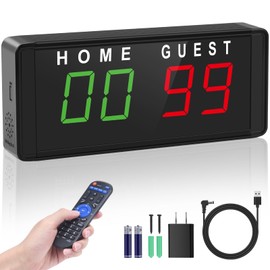 Portable Electronic Scoreboard LED Digital Score Keeper with Remote, Basketball Scoreboard with Countdown/Up Timer & Clock for Corn Hole/ping Pong/Volleyball/Table Tennis, Indoor & Outdoor Games