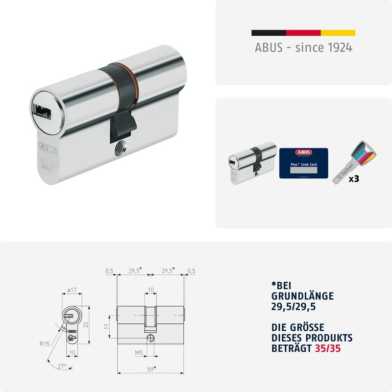 ABUS XP20SN Profile cylinder lock length 10/30 mm Inclusive