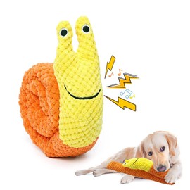 ZEFOXETO Dog Puzzle Toys Snuffle, Dog Snuffle Toy Snail- Interactive Puppy Toys Dogs Plush Squeaky Toys for Foraging Instinct Training and Stress Release Game (Yellow)