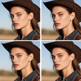 ANGLEQUEEN Western Earrings for Women Bohemian Turquoise Earrings Hat Boot Earring Vintage Western Stud Earring Country Concert Rodeo Outfits Jewelry Gift Heart