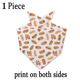 JXGZSO 1 Piece Hot Dog and Burgers Summer Dog Bandana Fast Food Grilling BBQ Bandana for Dogs (Hot Dog Bandana)
