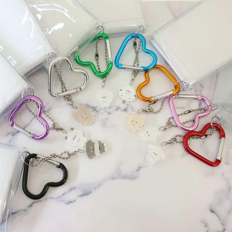 [Clear Pouch] Clear Pouch with Carabiner L/Pink Coolier Accessory Case,