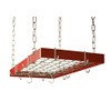 Grid Pot Rack in Red with Chrome Hooks