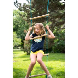 Trelines 7' Wooden Climbing Rope Ladder - The Ultimate Kids' Ninja Warrior Obstacle Course Accessory - Perfect for Enhancing a Ninja or Swing Set Kit, or Even Over Tree Branch. Get Outside