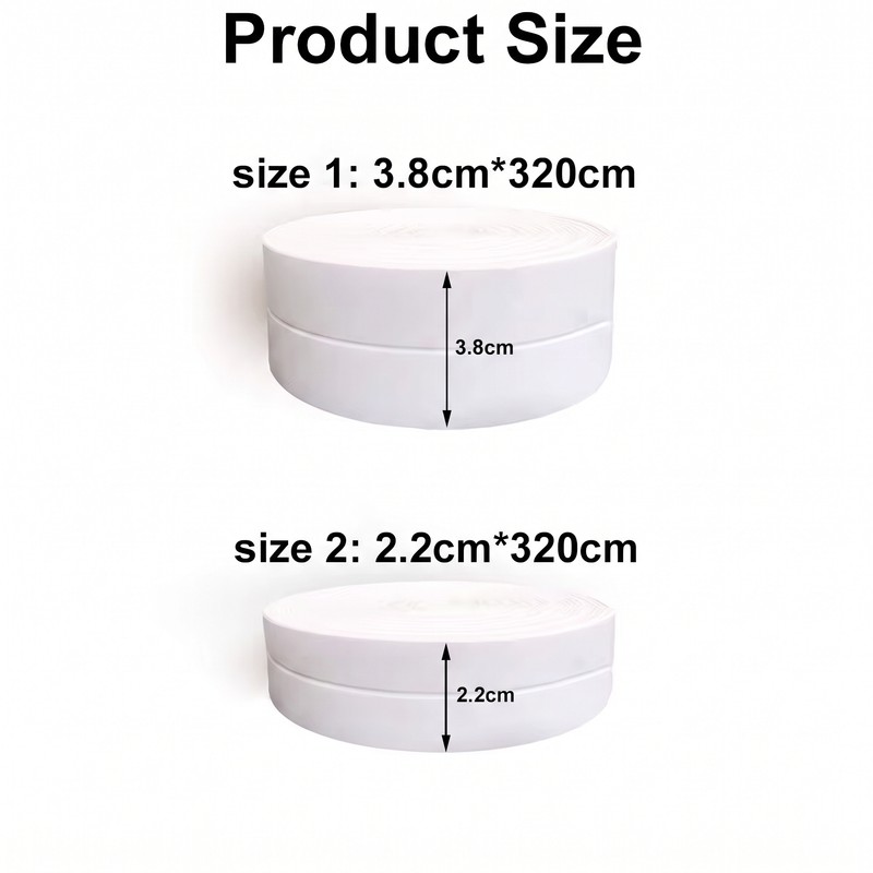 White Waterproof Caulk Strip Tape, Self-Adhesive PVC Sealing Strip for