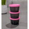 TUPPERWARE Set Of 3 Snack Bowl Small 4 oz Black/Pink