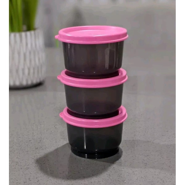 TUPPERWARE Set Of 3 Snack Bowl Small 4 oz Black/Pink