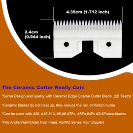 OwnLifeYF 3PCS Ceramic Coarse Pet Replacement Blade Cutter Compatible with Andis 64440, Oster A5 and Walh KM Series Clippers, 22 Teeth