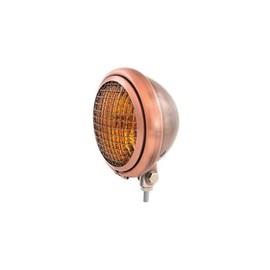 5.75" Bottom Mount Headlight w/Grill Motorcycle Custom Spotlight - Bronze - Amber