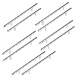 201 Stainless Steel Drawer Cabinet Handles Cupboard Pull Handles Door Furniture Handles with Screws 10 Pieces (Hole Center Distance 3.8 inches (96 mm), Total Length 5.9 inches (150 mm), Diameter 0.5 inches (12 mm)