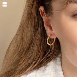 Amberta Italian 925 Sterling Silver Hoop Earrings for Women | Silver Twisted Hoops | Twisted Rope Hoop Earrings | Silver Round Hoop Earrings for Women: Gold Plated Hoop Earrings 20 mm