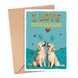 Golden Retriever Dog Card, Golden Retriever Anniversary Card Funny, Dog Anniversary Card, For Husband, For Wife, Girlfriend, Boyfriend, Card For Dog Owners, Golden Dog Lover Gifts, I Love Youuuu