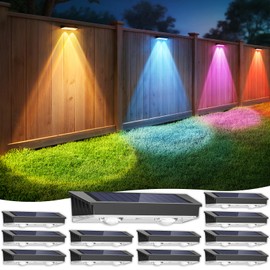 APILAB Solar Fence Lights Outdoor 12 Pack, 7 Fixed Colors & Color Changing Fence Lights Solar Powered, IP65 Waterproof Backyard Decoration for Patio, Deck, Pool, Step