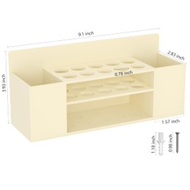 HBlife Acrylic Dry Erase Marker Holder Wall Mount, 10 Slots Whiteboard Marker Holder for Office, School and Home, Marker, Eraser and Whiteboard Cleaner Not Included, Beige