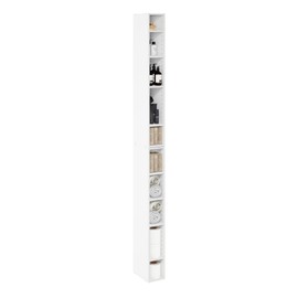 Furinno Fulda Book Shelf, 10-Tier Bookshelf, Space Saving Storage Shelf Bookcase, 9.2 x 5.9 x 78.7, for Living Room, Bedroom, Home Office, White