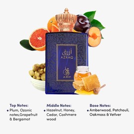 ARIF Azraq Perfumes – Fruity & Fresh Eau de Parfum for Men – Pear, Lavender, Lotus, Cinnamon, Black Vanilla Husk & Amber – Long-Lasting Fragrance – 3.4 oz