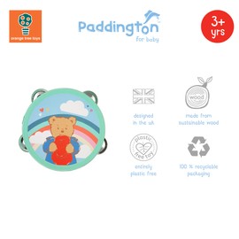 Paddington Bear Wooden Tambourine - Kids Musical Instruments for 1 Year Olds Boy, Girl, Toddler Musical Toys - Baby Drum, Percussion Instrument - Early Development & Activity Toys by Orange Tree Toys