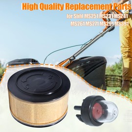 Mtanlo Air Filter Kit for Stihl MS251 MS231 MS241 MS261 MS271 MS291 MS391 Chainsaw Air Filter Kit with 188-512-1 Primer Bulbs 530047721 Petrol Filter CMR6H Spark Plug