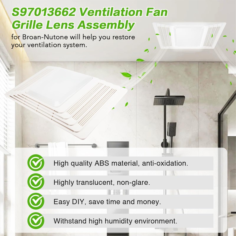S97013662 Bathroom Fan Cover Grille and Lens Assembly Kit Compatible