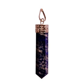 Purpledip Reiki Energized Natural Crystal Lapis Lazuli Charm Pendant (11347), Stone Cotton, Lapis Lazuli