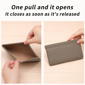 Genuine Leather Pocket Cosmetic Bag for Purse,Coin Purse Lipstick Cosmetic Accessories Organizer, Travel Pouch for Storage Waterproof Portable No Zipper Self-closing Small Makeup Pouch for Women