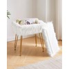 IBUYKE Rectangular Faux Fur Vanity Stool with Storage, Furry Makeup