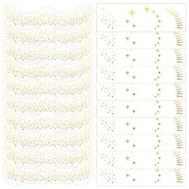 Qpout 50 PCS Glitter Freckles Temporary Tattoos Waterproof and Sweatproof Sparkle Face Makeup Patches for Women Girls Suitable for Masquerade Parties Various Holiday Costumes(Gold)