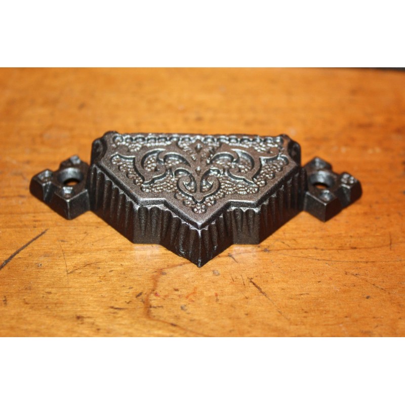 Restored Ornate Antique Victorian Cast Iron Bin Apothecary Cupboard Pull