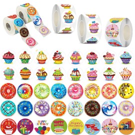 2500Pcs Cupcake Donut Stickers, Party Decoration Teacher Reward Encouragement Motivational Sticker for Toddler Incentive (Doughnuts + cupcakes)