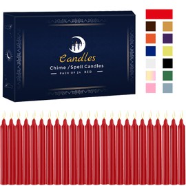Kunrsug 24 Pack Red Spell Chime Candles – Premium Mini Unscented Taper Candles for Rituals, Prayer, Birthdays, Meditation, Altar, Spells, Chime Candles - 4 Inch Tall - Ideal for Witches
