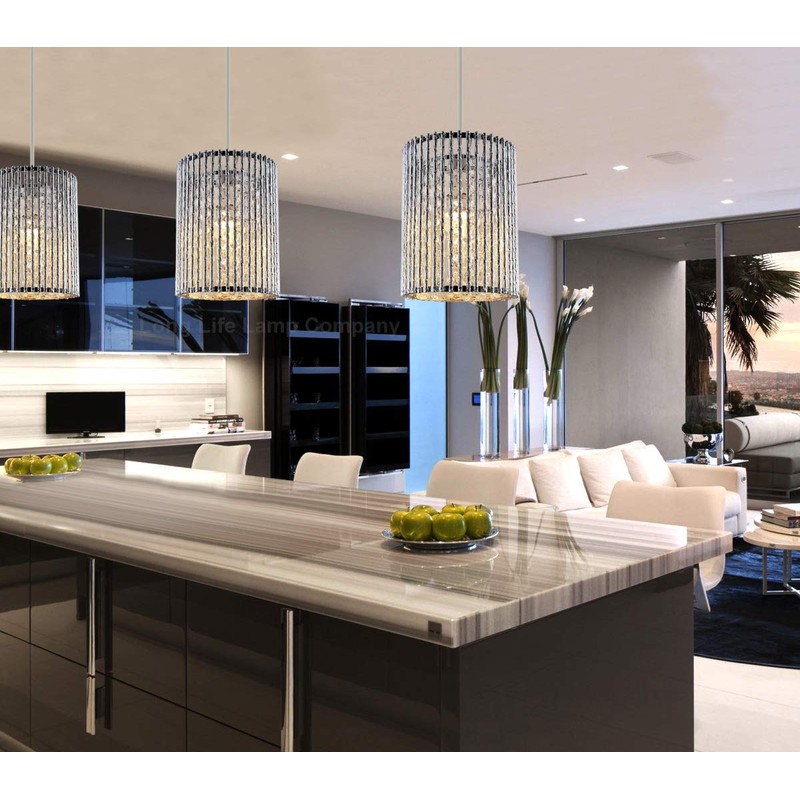 Crystal Light Shade for Ceiling Pendants Chrome Frame Chandelier Droplets